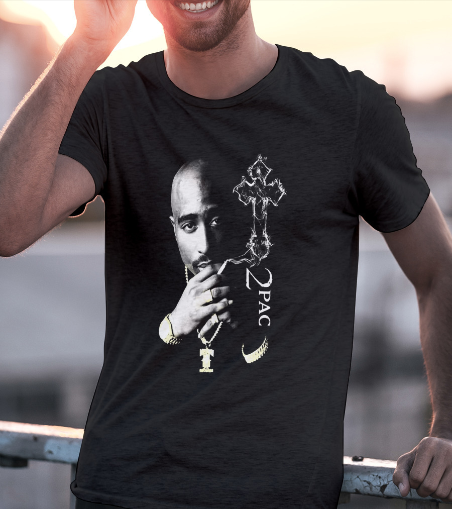2Pac Portrait Tpsk 18 With Cross T-Shirt