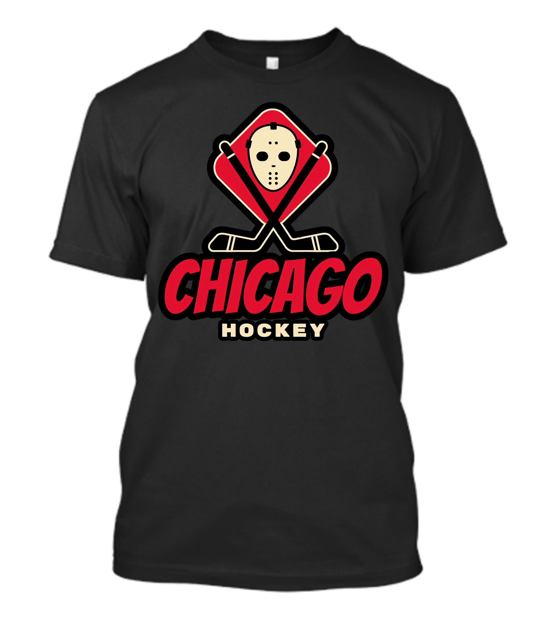 Chicago Hockey Mask And Crossed Sticks T-Shirt