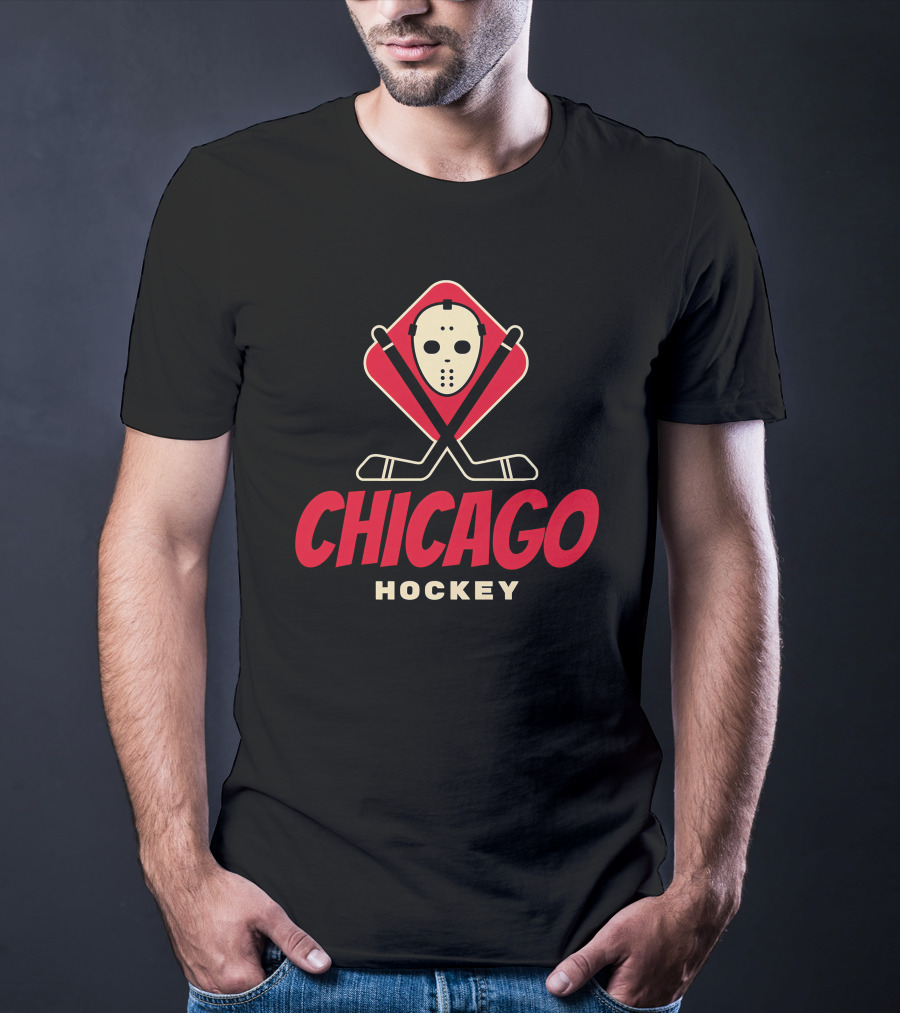 Chicago Hockey Mask And Crossed Sticks T-Shirt