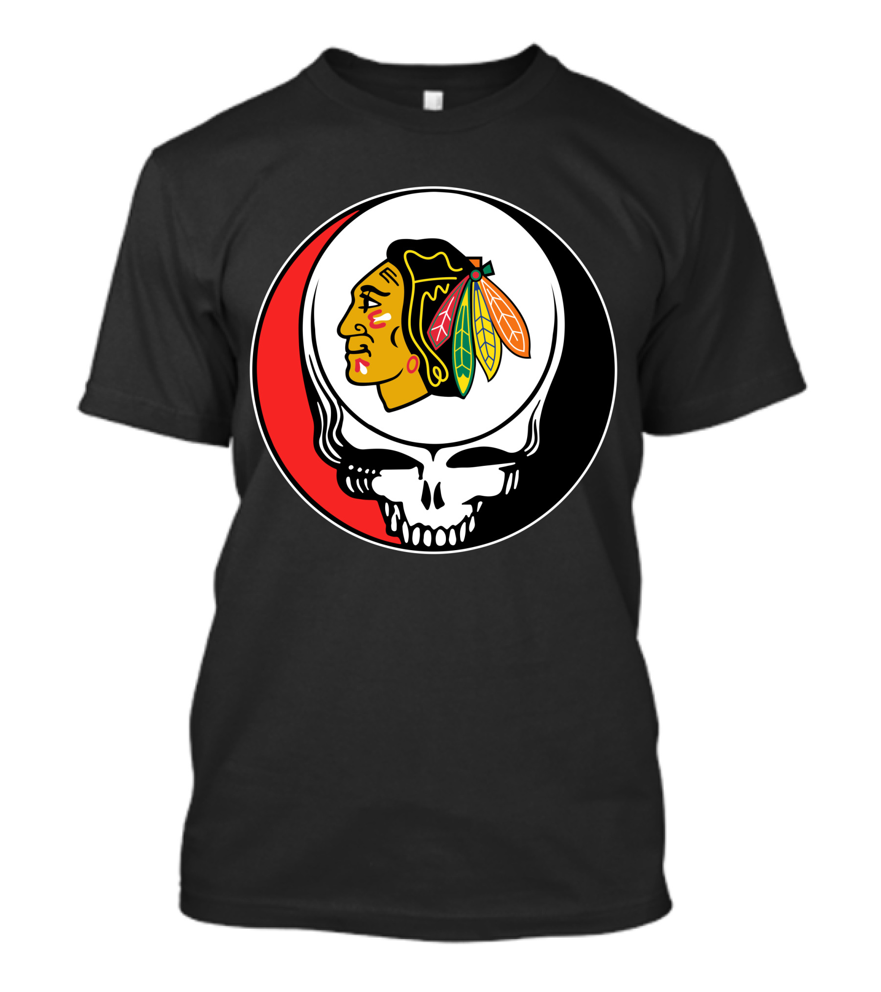 Chicago Blackhawks Grateful Dead Skull Logo Fusion T-Shirt