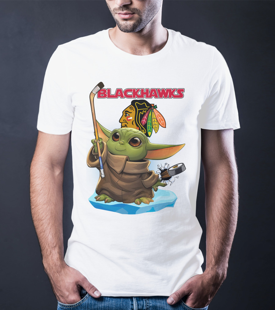 Baby Yoda Blackhawks Hockey T-Shirt