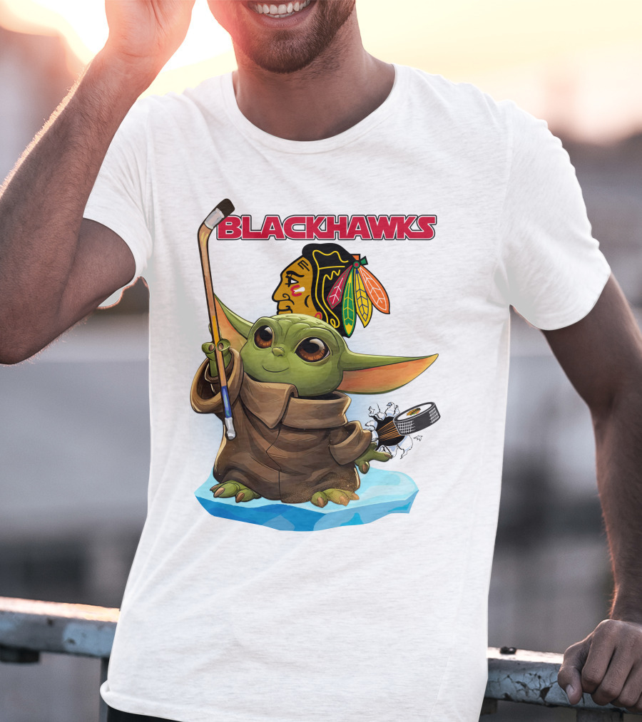 Baby Yoda Blackhawks Hockey T-Shirt