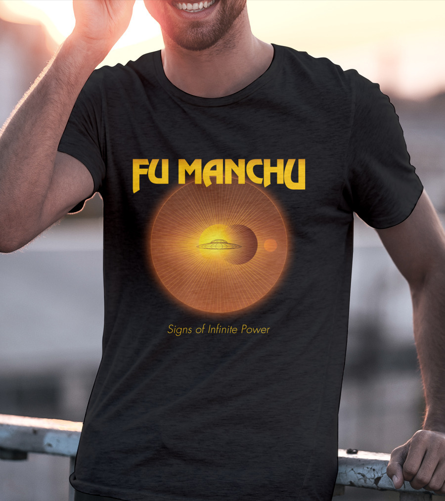 Fu Manchu Signs Of Infinite Power Ufo Solar Eclipse Rings T-Shirt