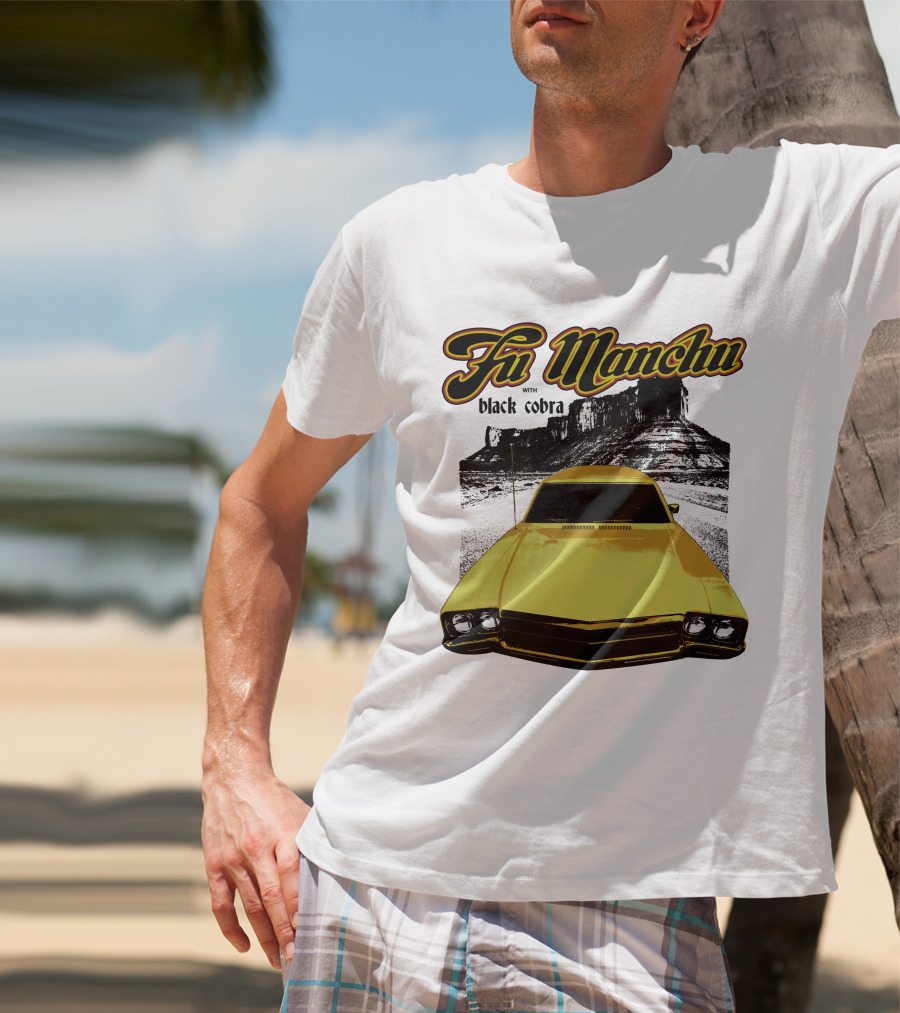 Fu Manchu With Black Cobra Desert Car Scene T-Shirt