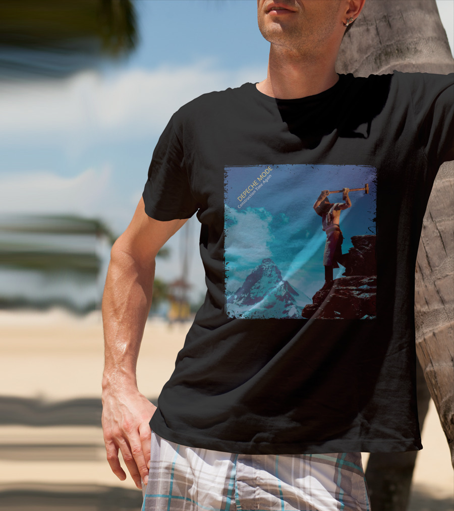 DEPECHE MODE Construction Time Again Worker On Mountain Rugged Skyline T-Shirt