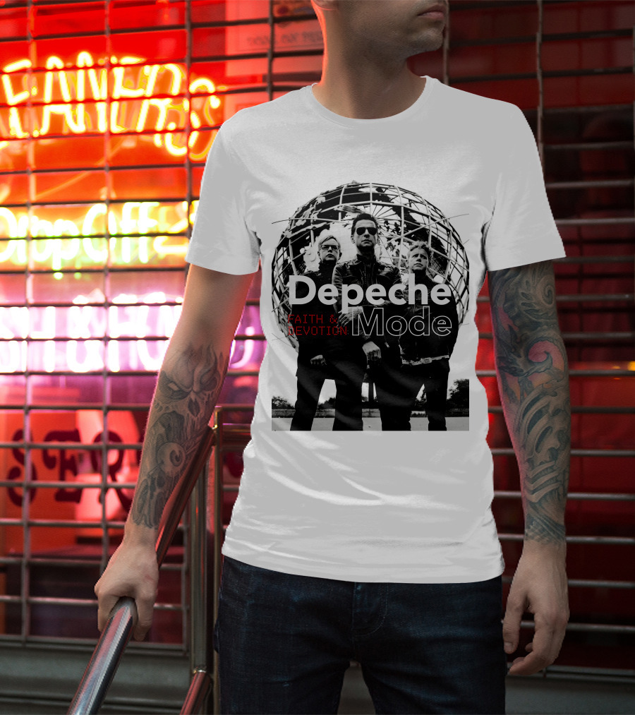 Depeche Mode Faith And Devotion Iconic Band Members In Front Of Unisphere T-Shirt