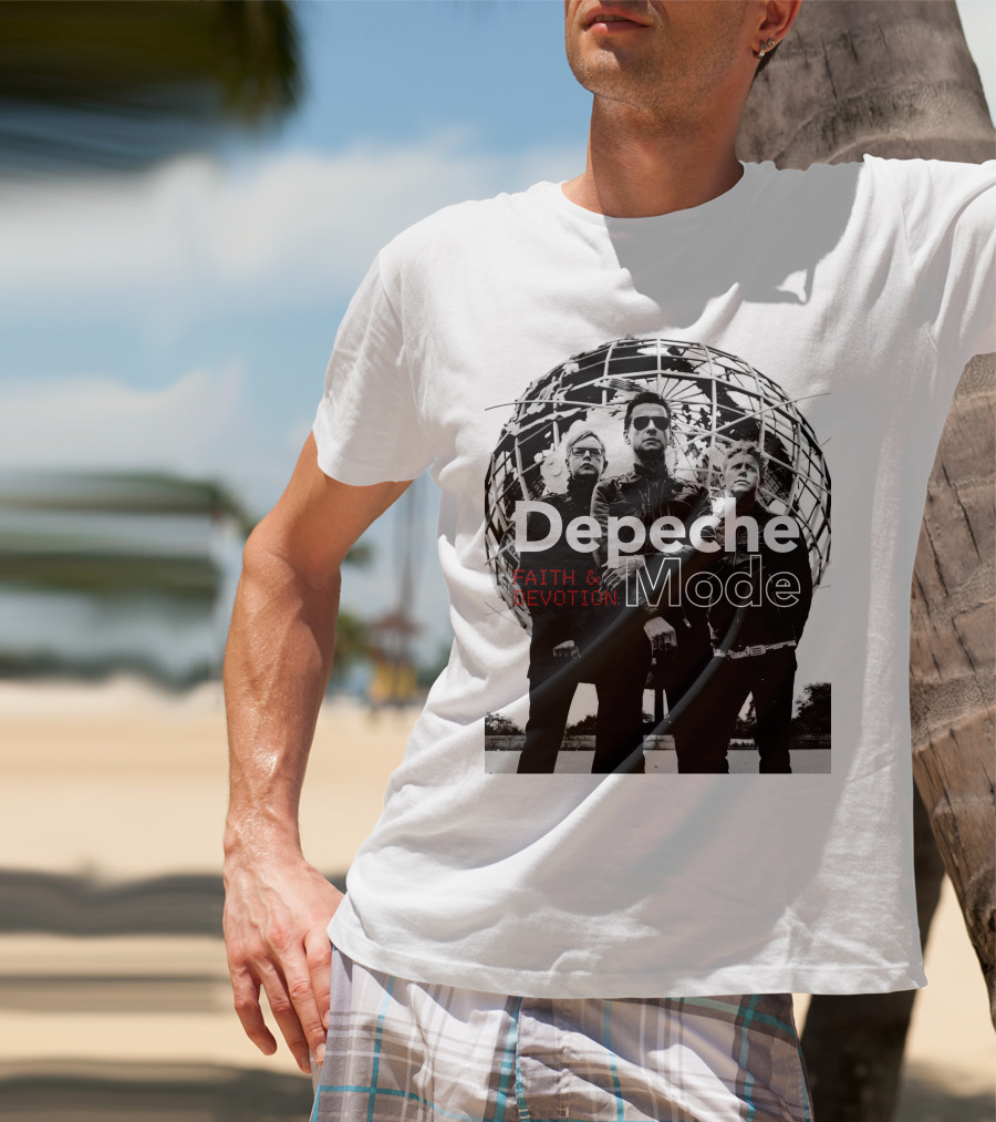 Depeche Mode Faith And Devotion Iconic Band Members In Front Of Unisphere T-Shirt