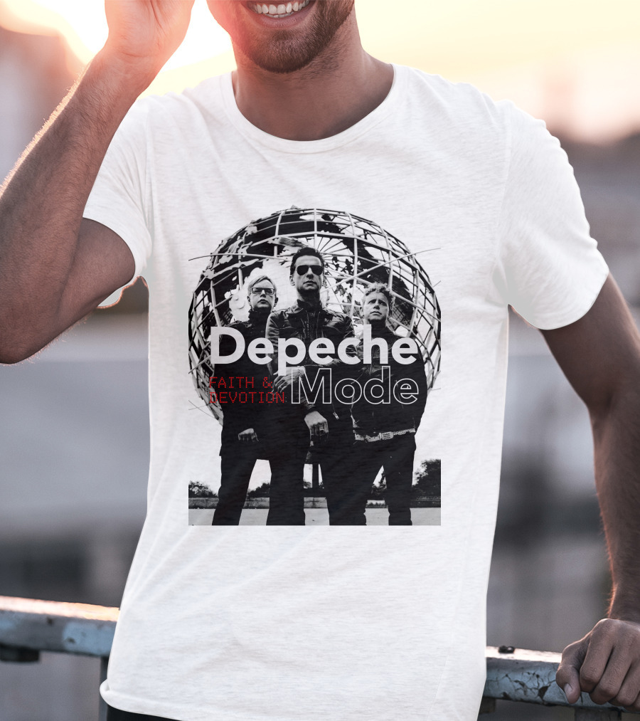 Depeche Mode Faith And Devotion Iconic Band Members In Front Of Unisphere T-Shirt