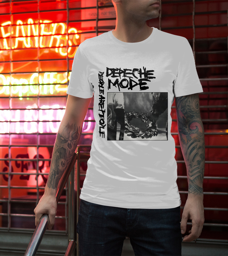 Depeche Mode People Are People Wreath Monochrome T-Shirt