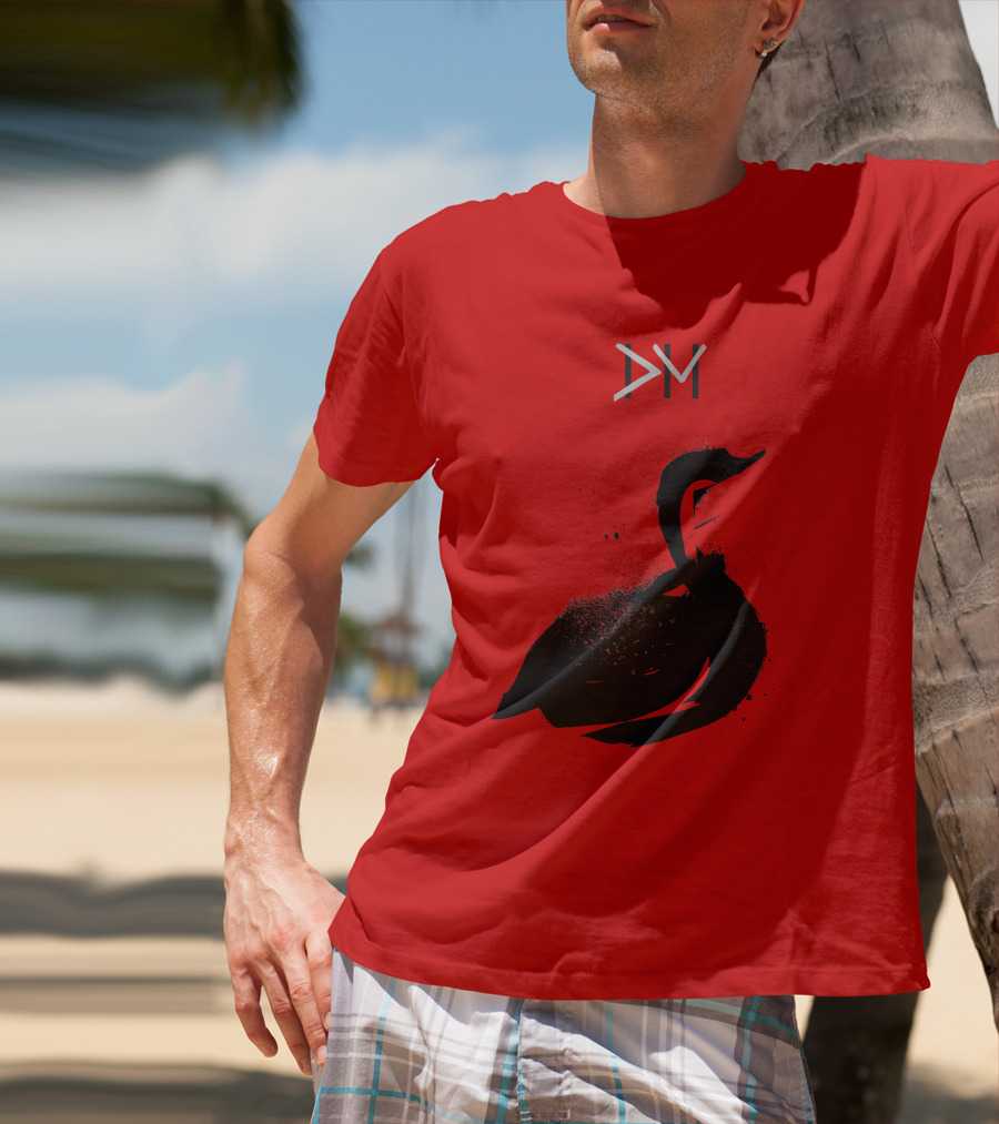Dpm Swan Graphic On Red T-Shirt