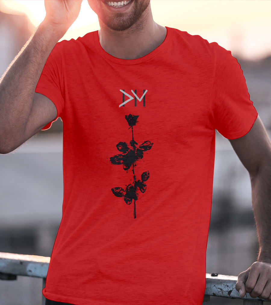 Dpm 46 Black Rose Graphic On Red T-Shirt