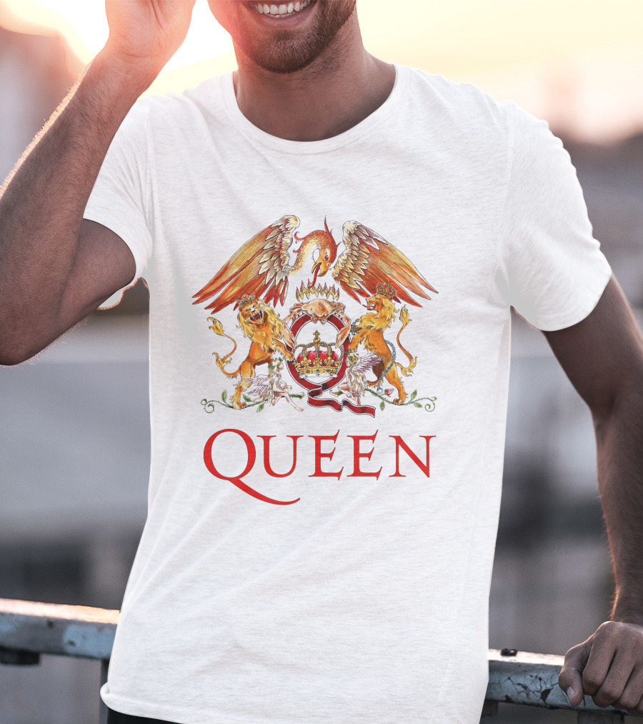 Queen Crest Logo With Two Lions And Phoenix T-Shirt