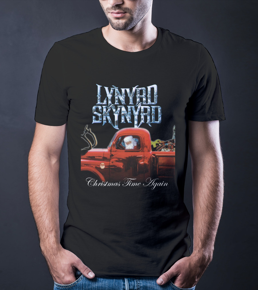 Lynyrd Skynyrd Christmas Time Again Santa In Red Truck T-Shirt