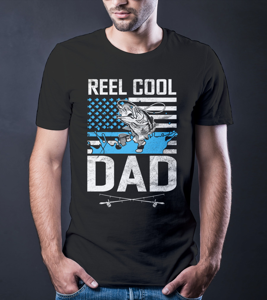 Reel Cool Dad American Flag Fish T-Shirt