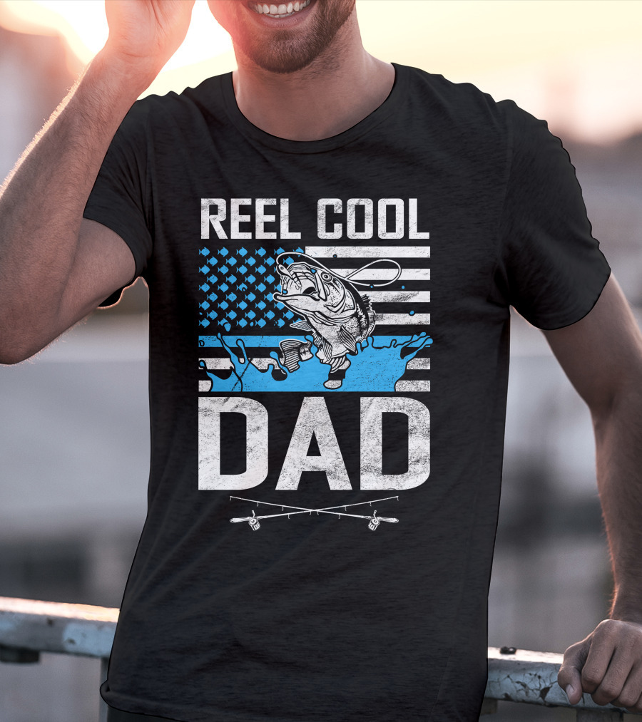 Reel Cool Dad American Flag Fish T-Shirt