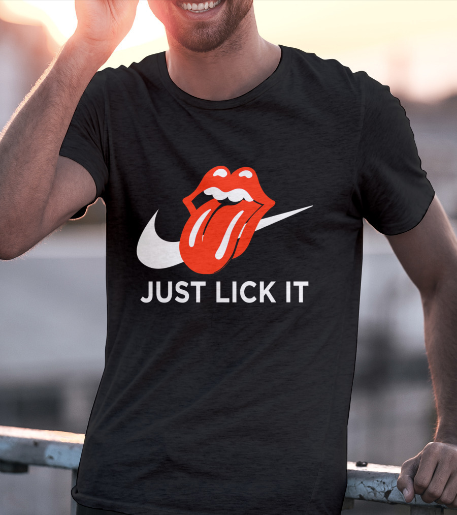 Rolling Lips Logo Just Lick It Swoosh T-Shirt