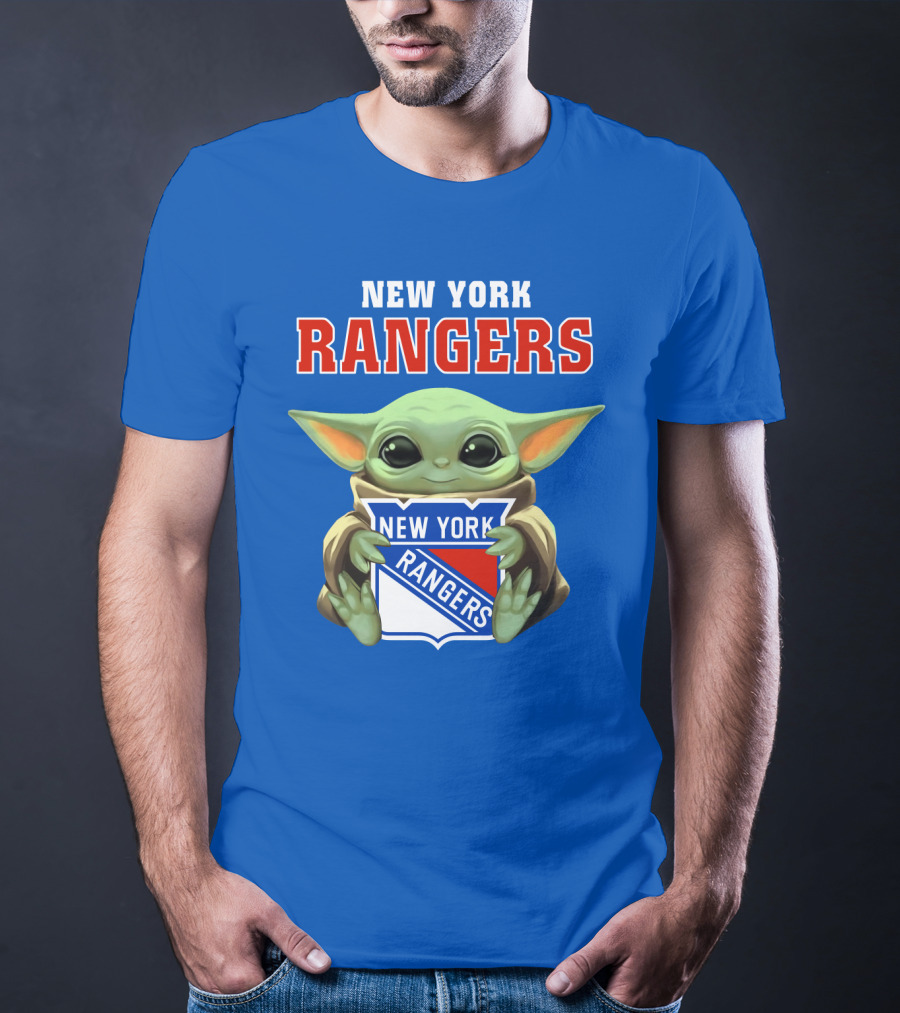 New York Rangers Baby Yoda Holding Team T-Shirt