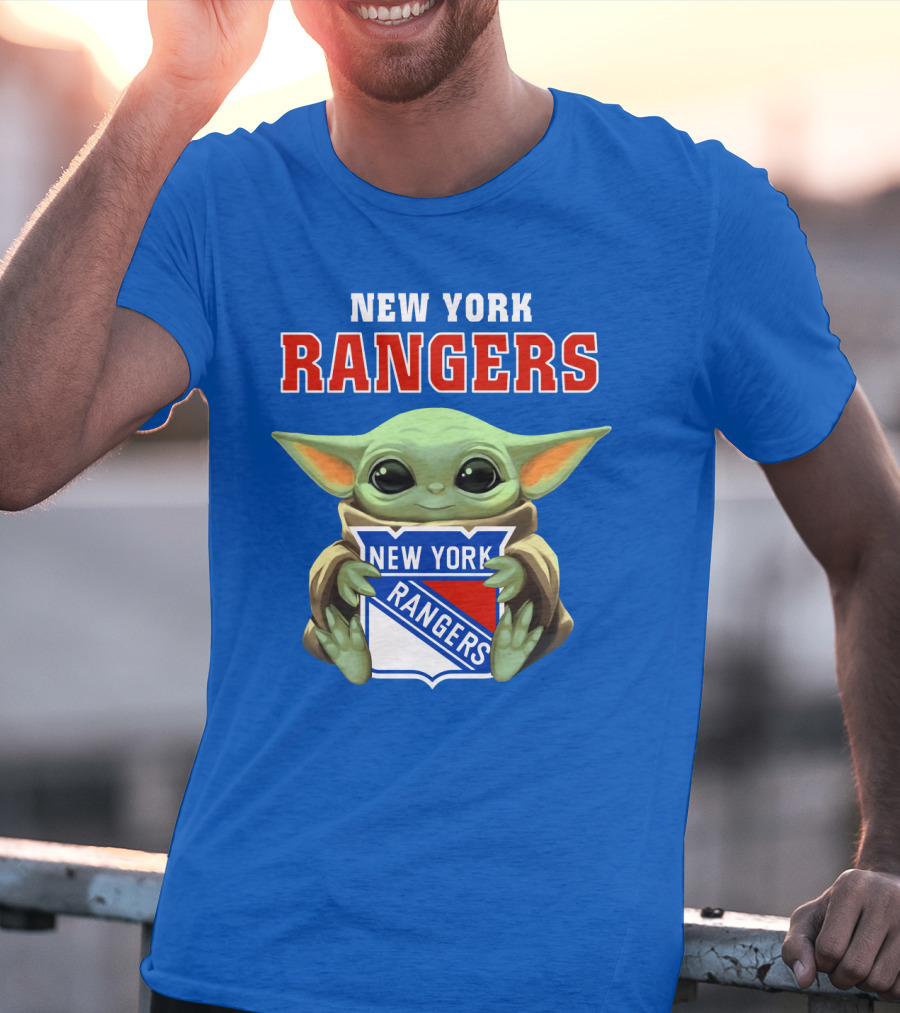 New York Rangers Baby Yoda Holding Team T-Shirt