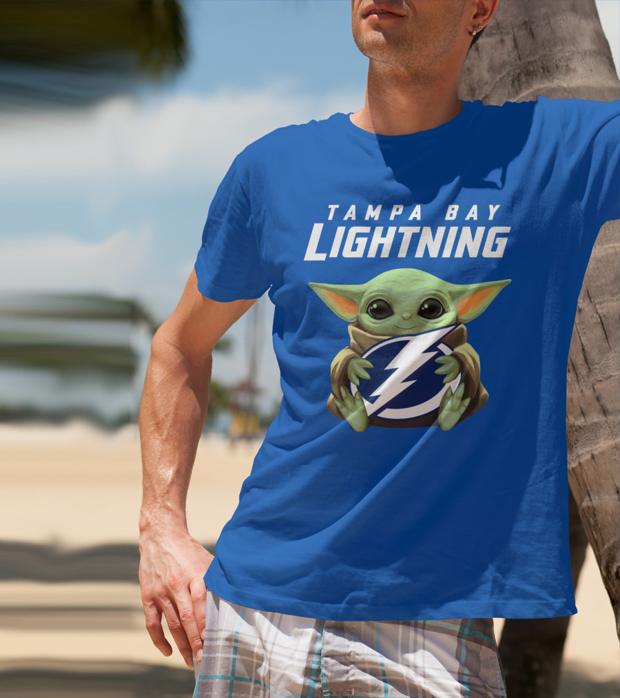 Tampa Bay Lightning Baby Yoda Holding T-Shirt