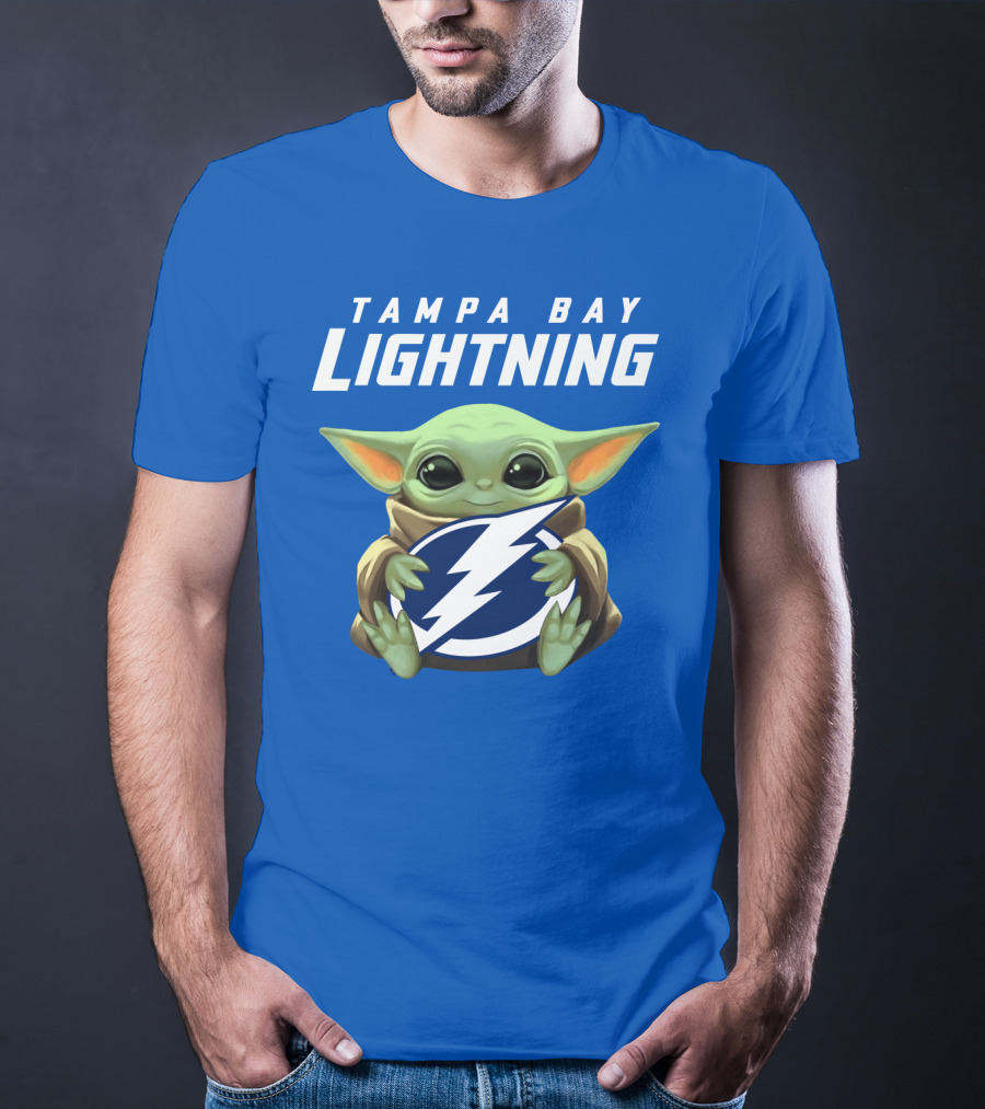 Tampa Bay Lightning Baby Yoda Holding T-Shirt