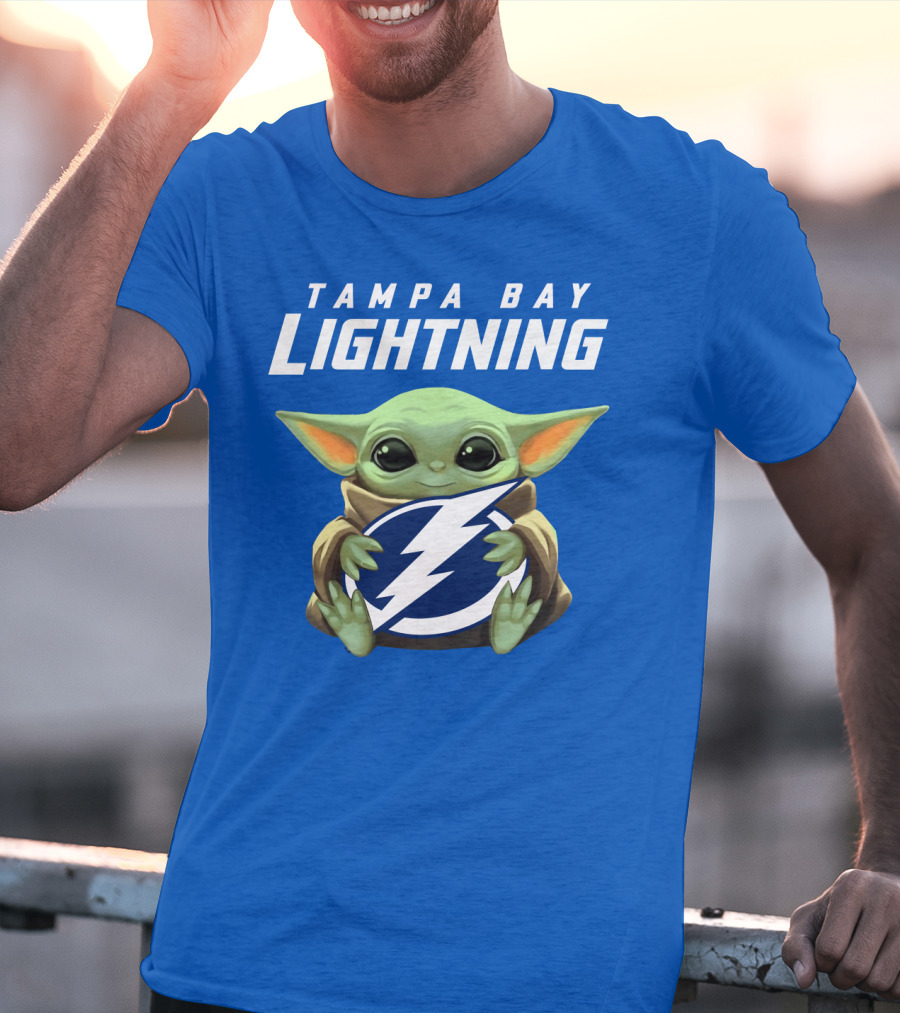 Tampa Bay Lightning Baby Yoda Holding T-Shirt