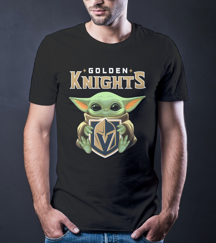 Golden Knights Baby Yoda Holding Team T-Shirt