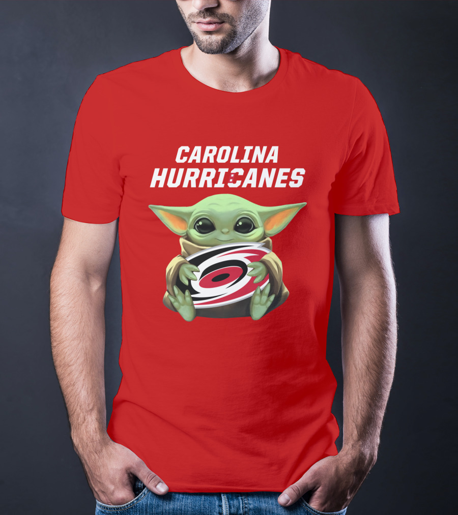 Carolina Hurricanes Baby Yoda Holding T-Shirt