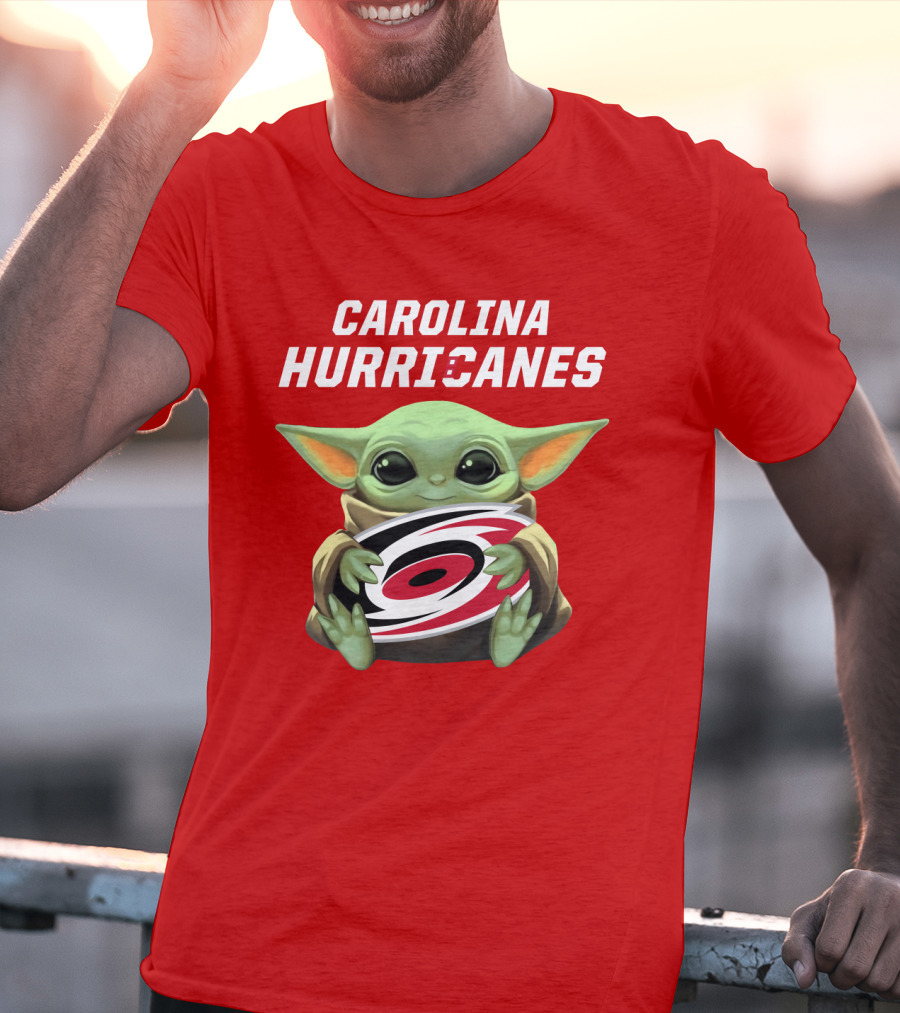 Carolina Hurricanes Baby Yoda Holding T-Shirt