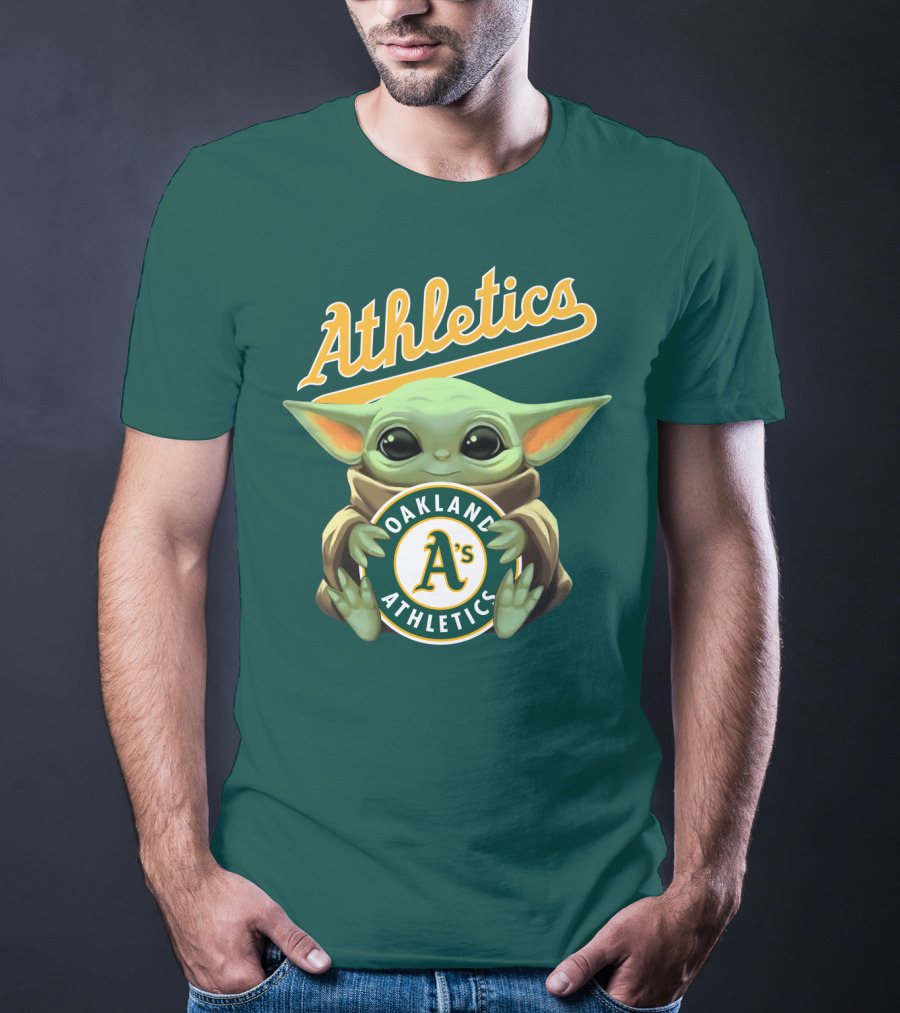Oakland Athletics Baby Yoda Holding T-Shirt