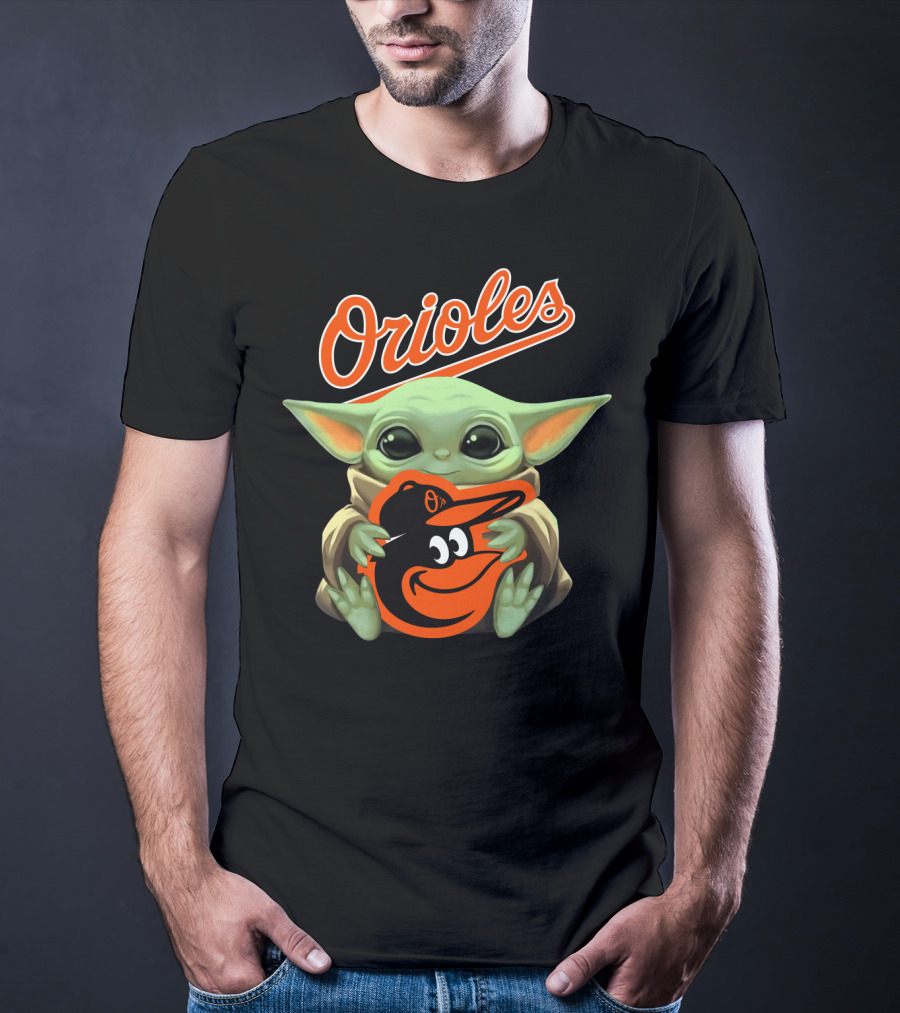 Orioles Baby Yoda Holding Baltimore Orioles T-Shirt