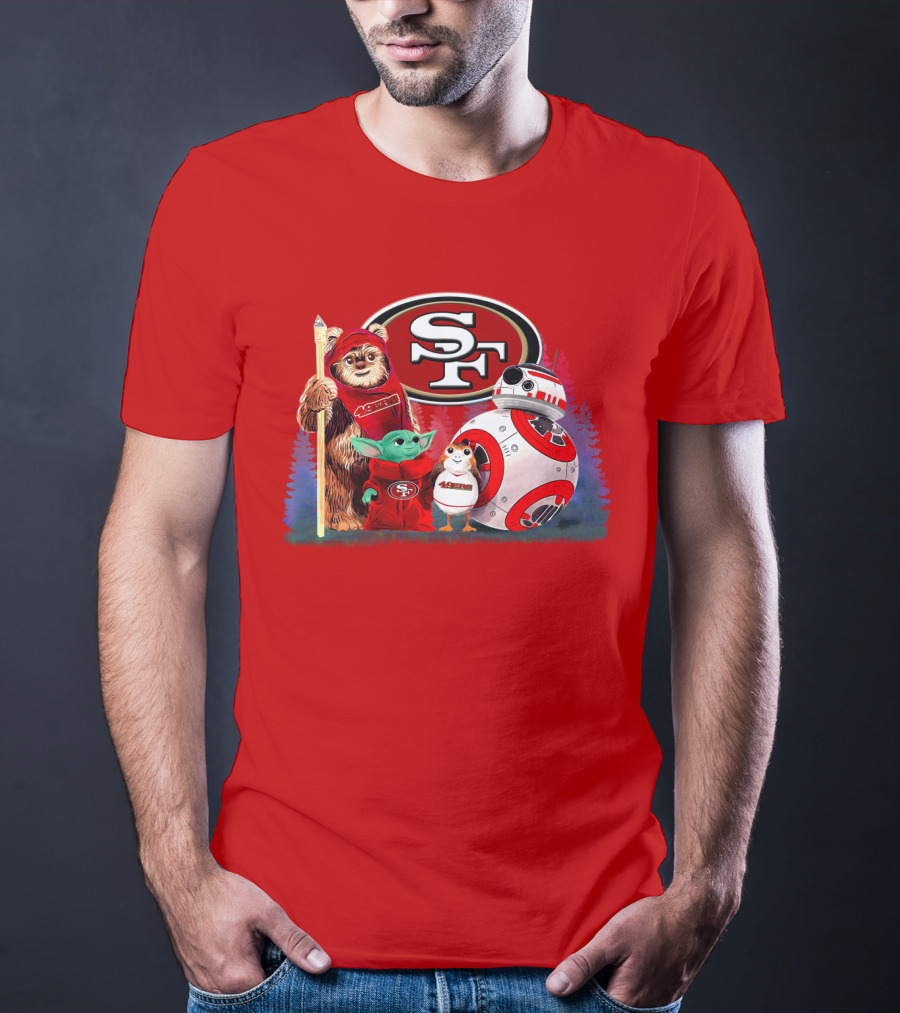 Star Wars SF 49ers Ewok Yoda BB-8 Porg Team Fan Gear T-Shirt