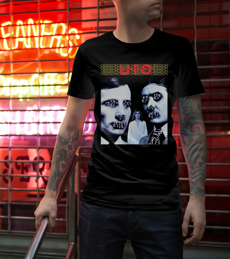 UFO Obsession Faces With Metallic Beads T-Shirt