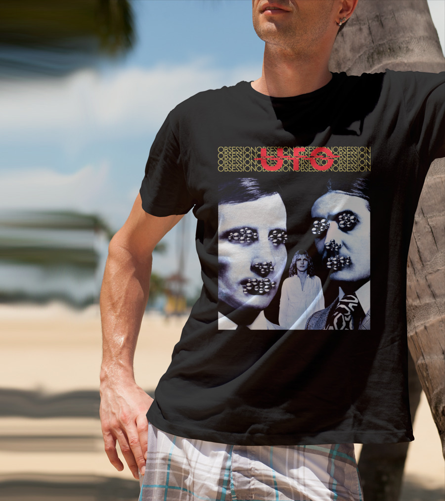 UFO Obsession Faces With Metallic Beads T-Shirt