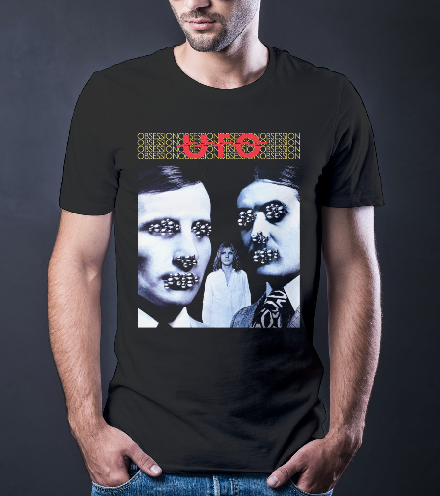 UFO Obsession Faces With Metallic Beads T-Shirt