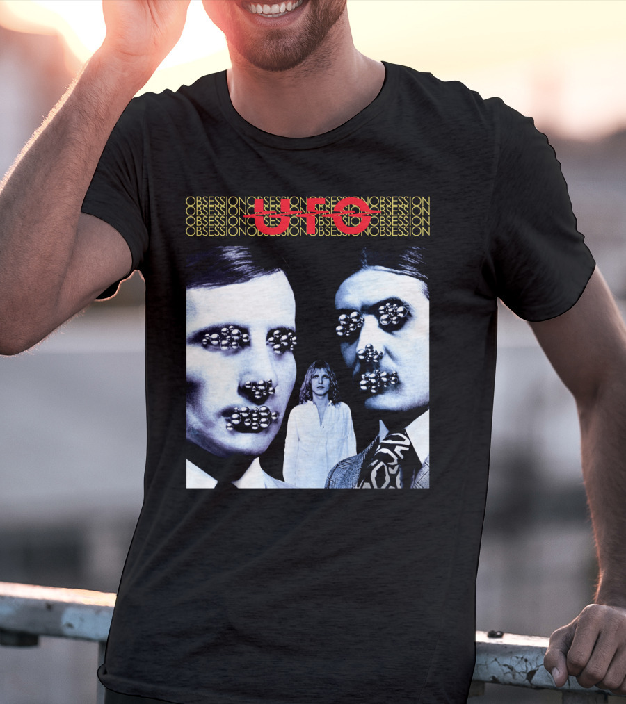 UFO Obsession Faces With Metallic Beads T-Shirt