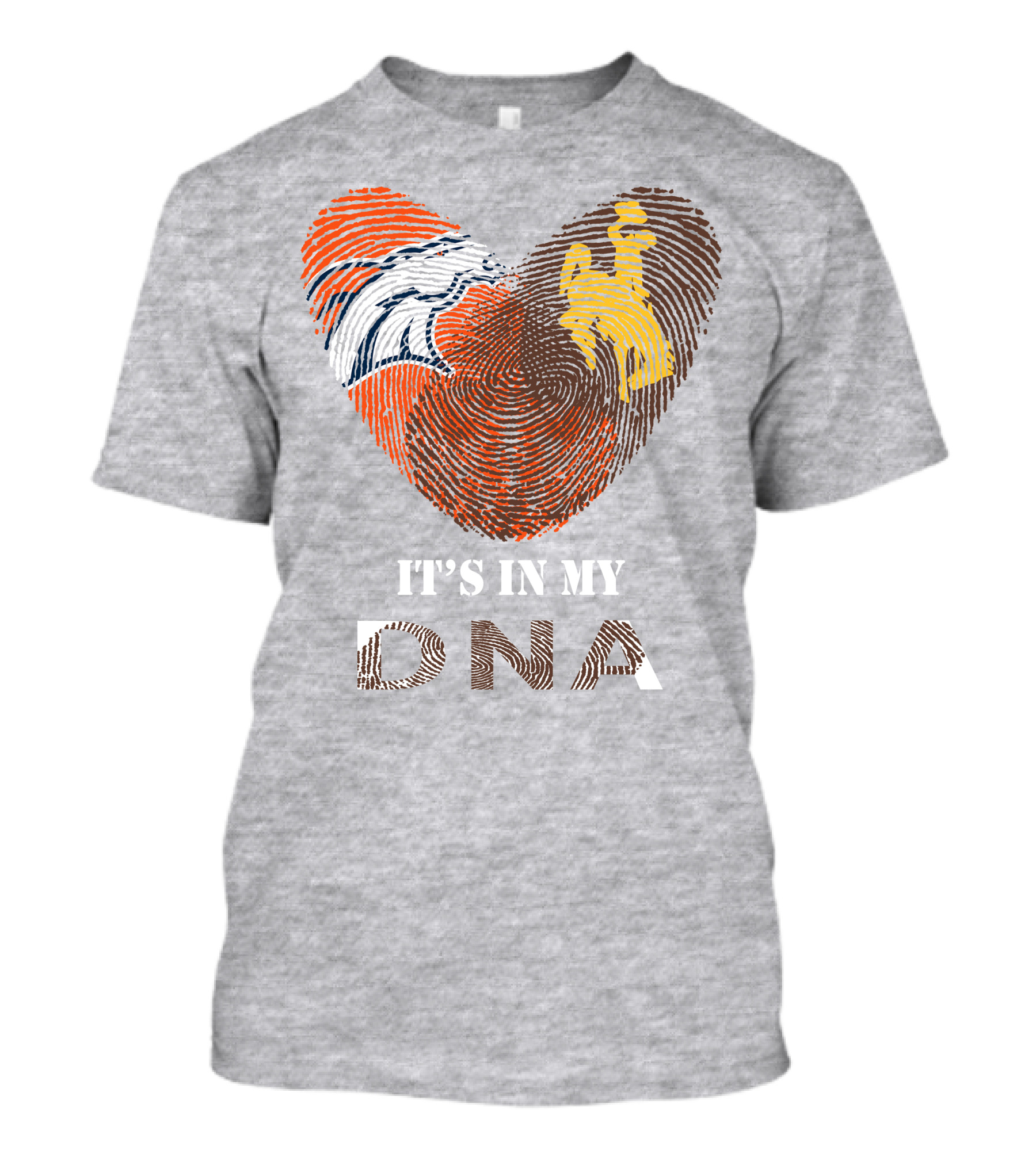 Denver Broncos And Wyoming Cowboys It's In My DNA Fingerprint Heart T-Shirt