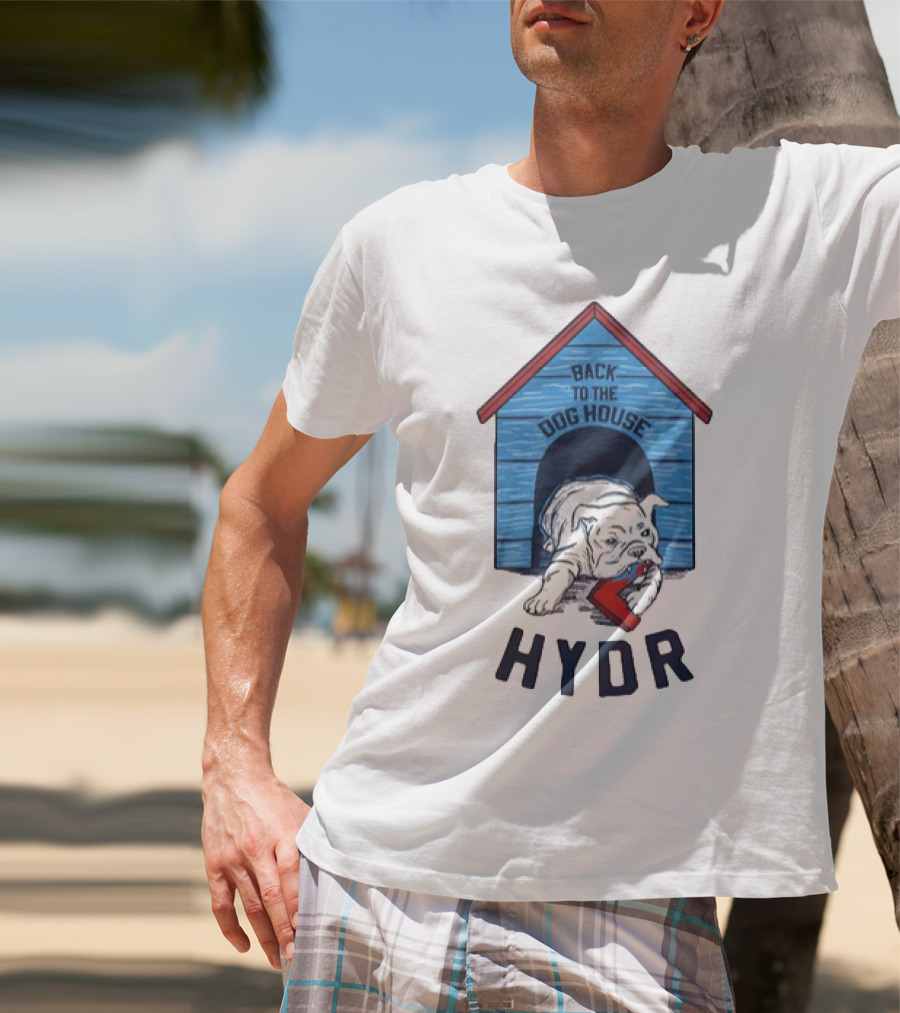 Back To The Dog House HYDR Bulldog With Doghouse And Letter C T-Shirt