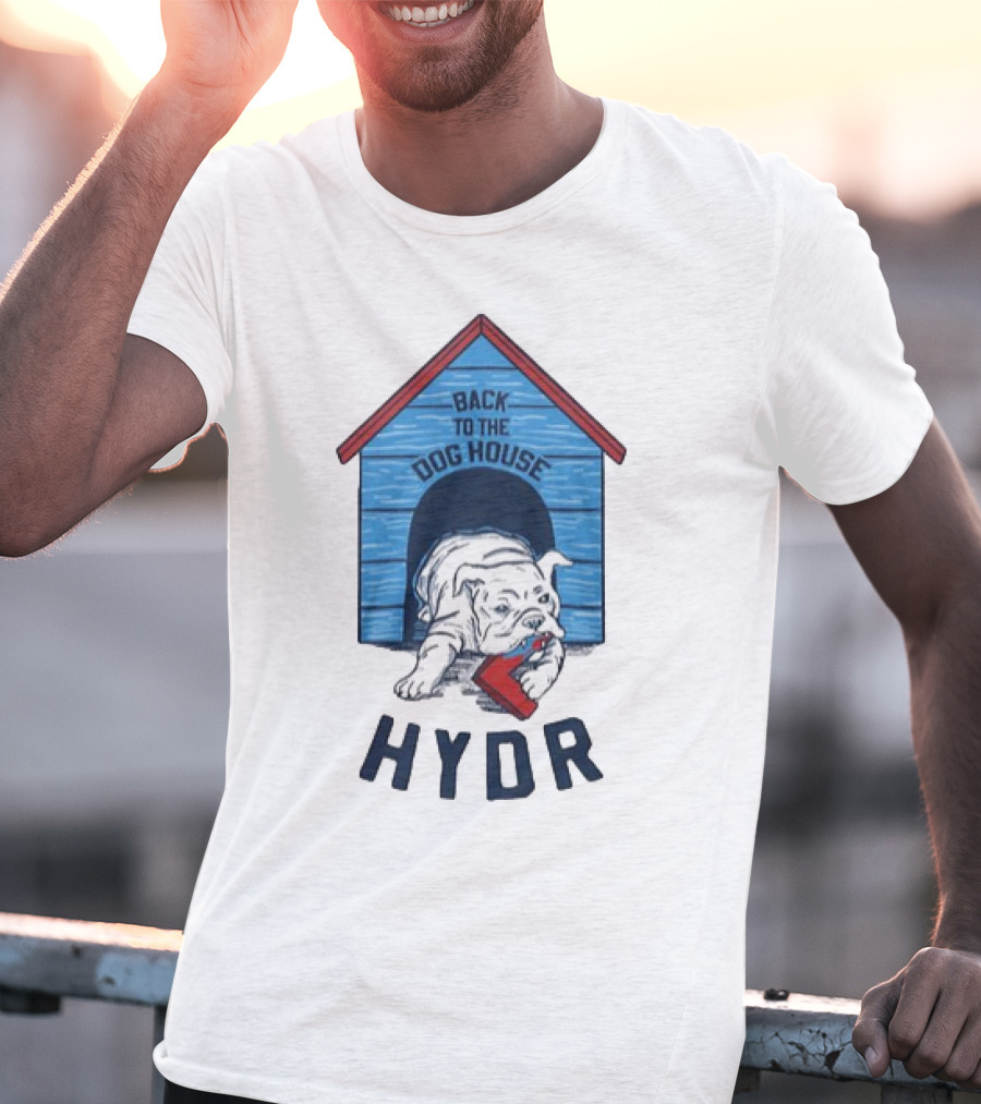 Back To The Dog House HYDR Bulldog With Doghouse And Letter C T-Shirt