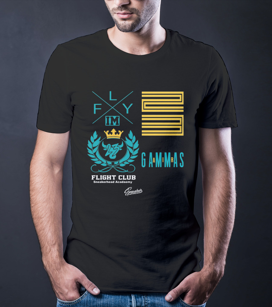 Jordan 11 Gamma Blue Flight Club Sneakerhead Academy Fly Gammas Gammas 23 Crown Laurels T-Shirt