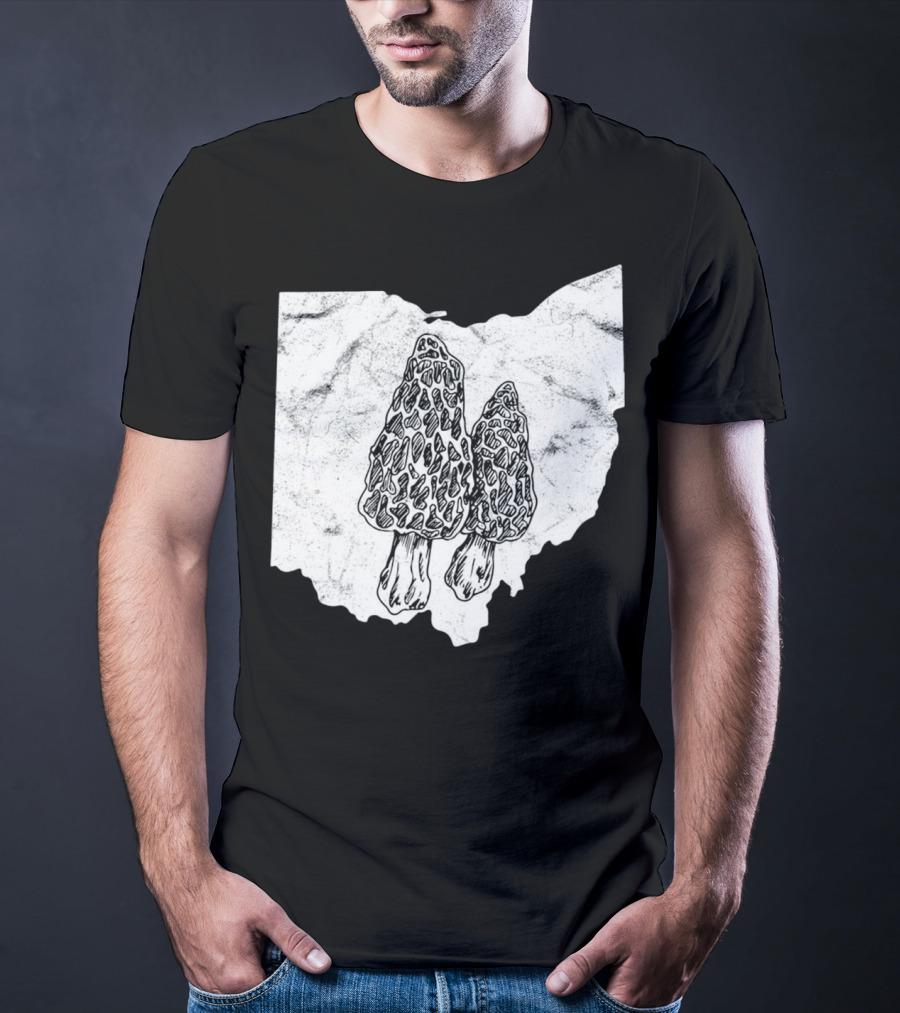 Ohio Morel Mushroom Hunting Map With Illustrated Morels T-Shirt