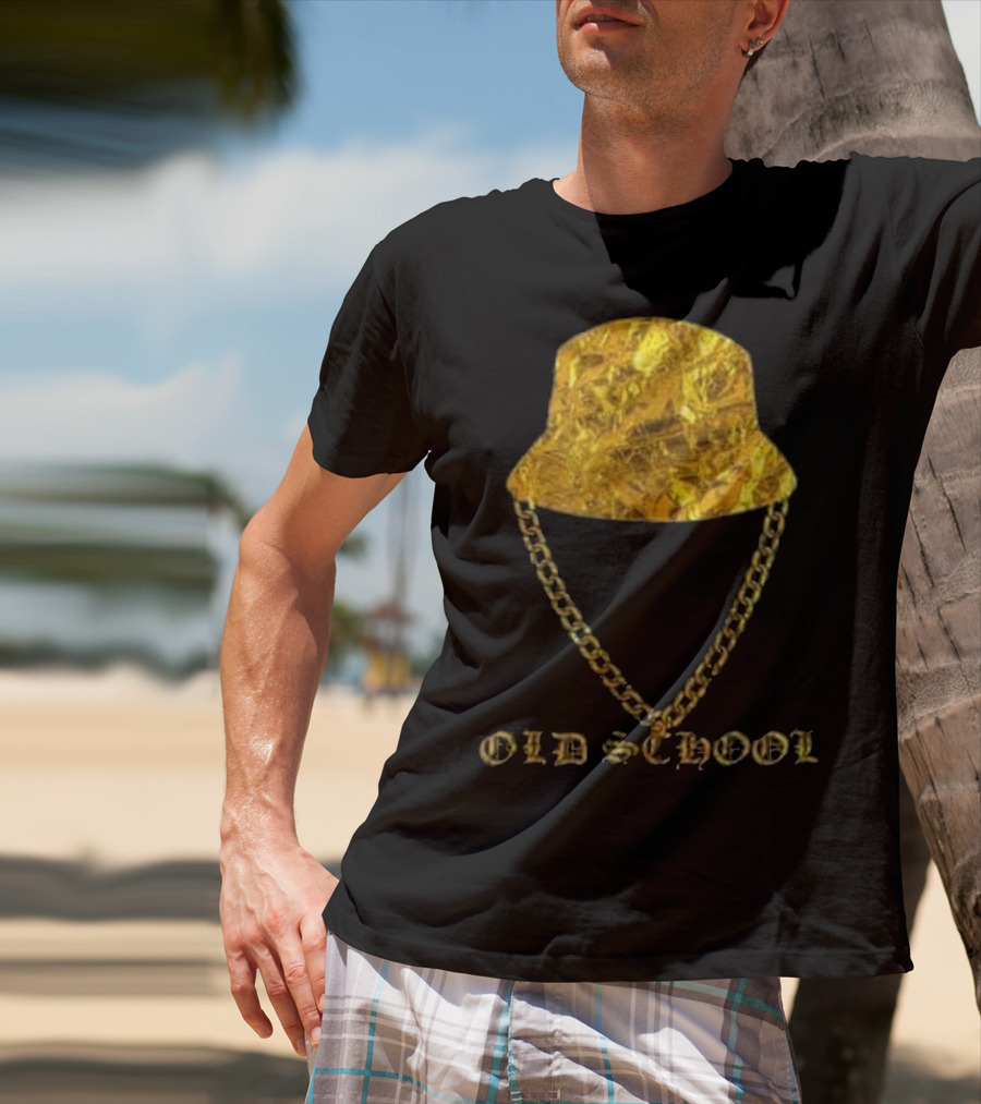 Old School 80s Hip Hop Gold Chain Bucket Hat T-Shirt