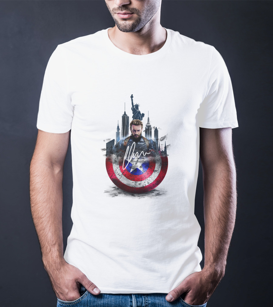 Captain America Shield New York City Skyline Heroic T-Shirt