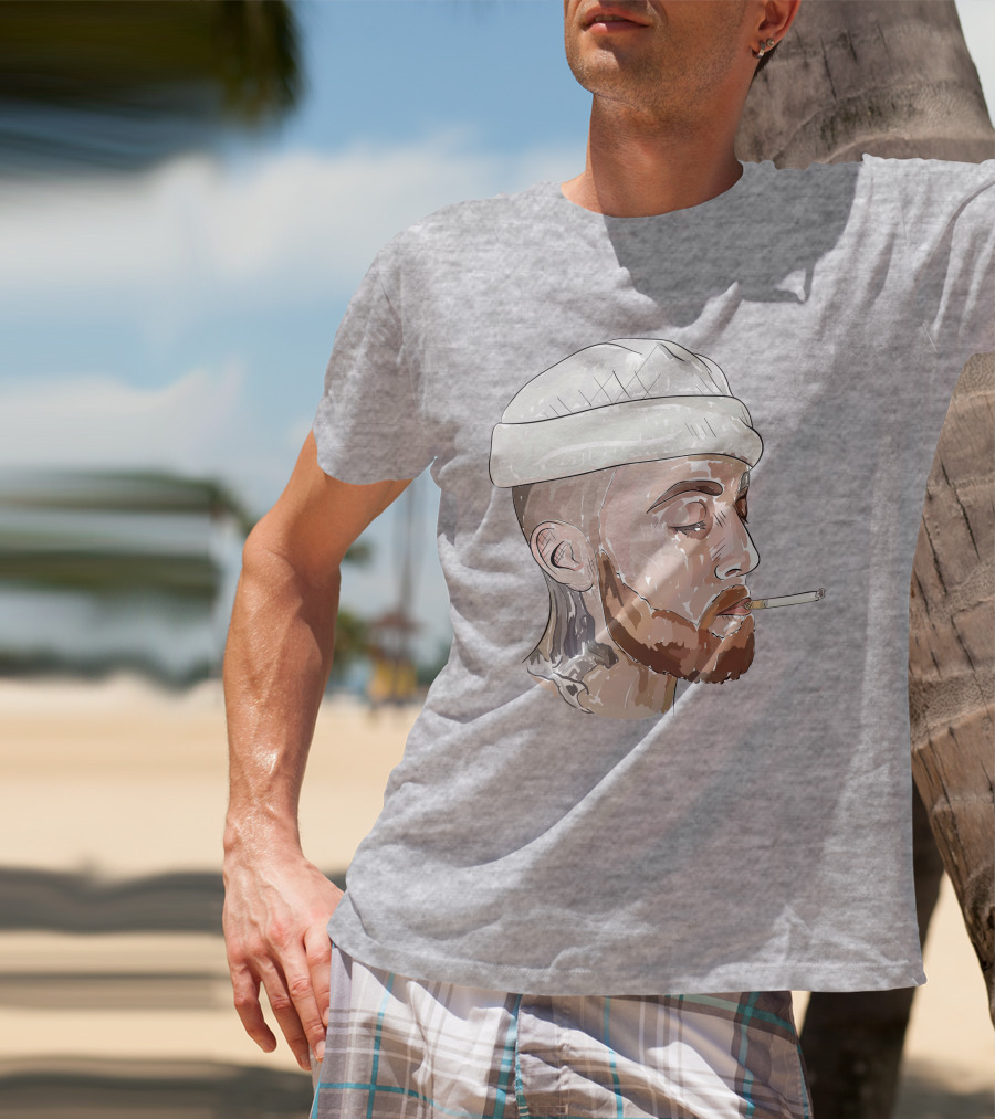 Graphic Beanie Skull Smoking T-Shirt