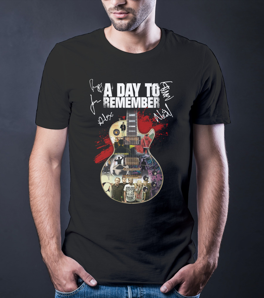 A Day To Remember Signed Guitar Collage T-Shirt
