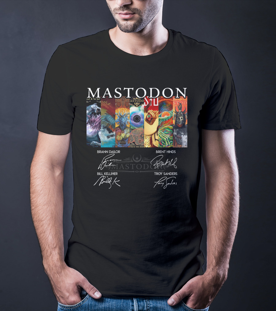 Mastodon Signed Album Art Brann Dailor Brent Hinds Bill Kelliher Troy Sanders T-Shirt