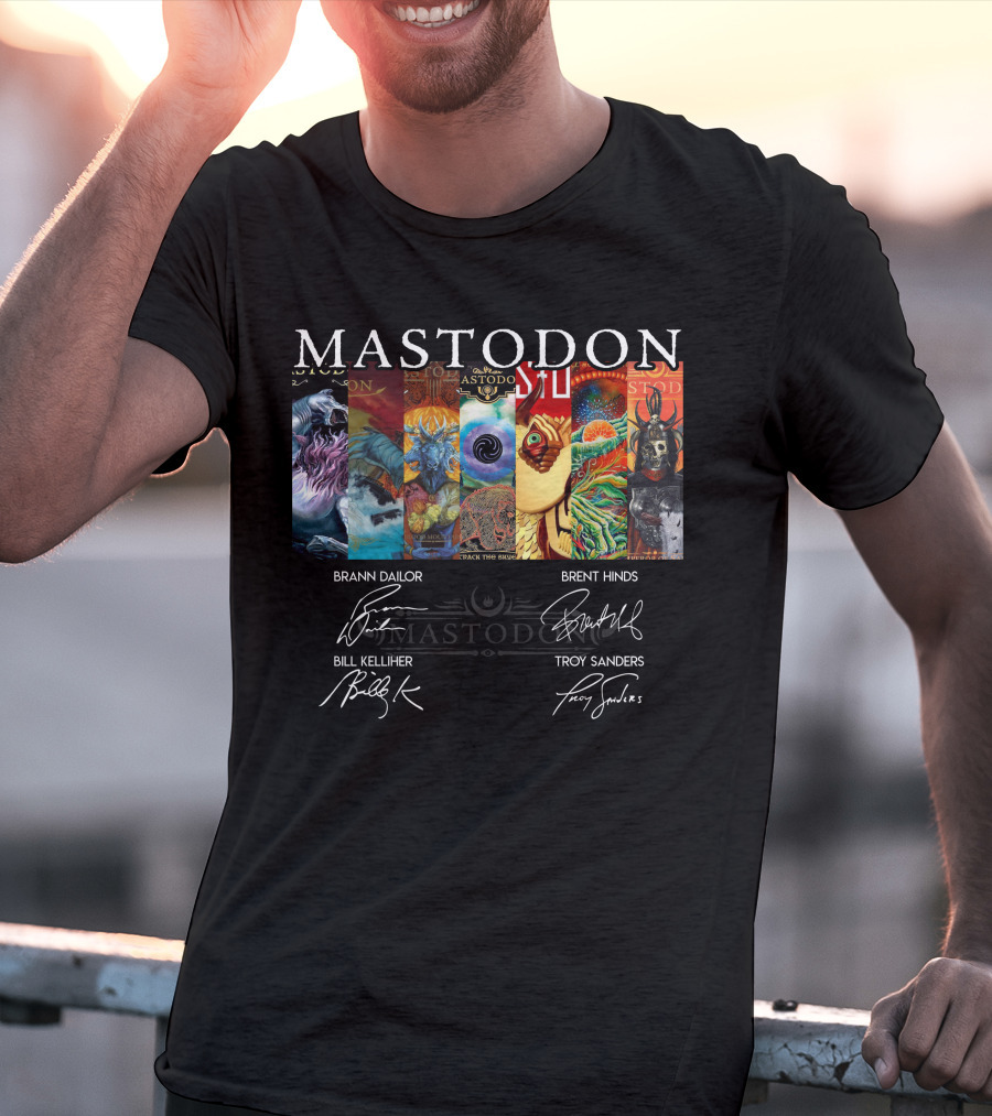 Mastodon Signed Album Art Brann Dailor Brent Hinds Bill Kelliher Troy Sanders T-Shirt