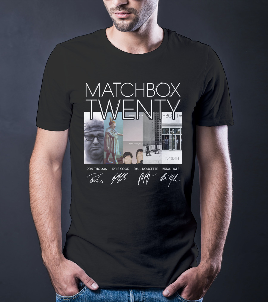 Matchbox Twenty More Than You Think You Are North Albums Signatures Ron Thomas Kyle Cook Paul Doucette Brian Yale T-Shirt