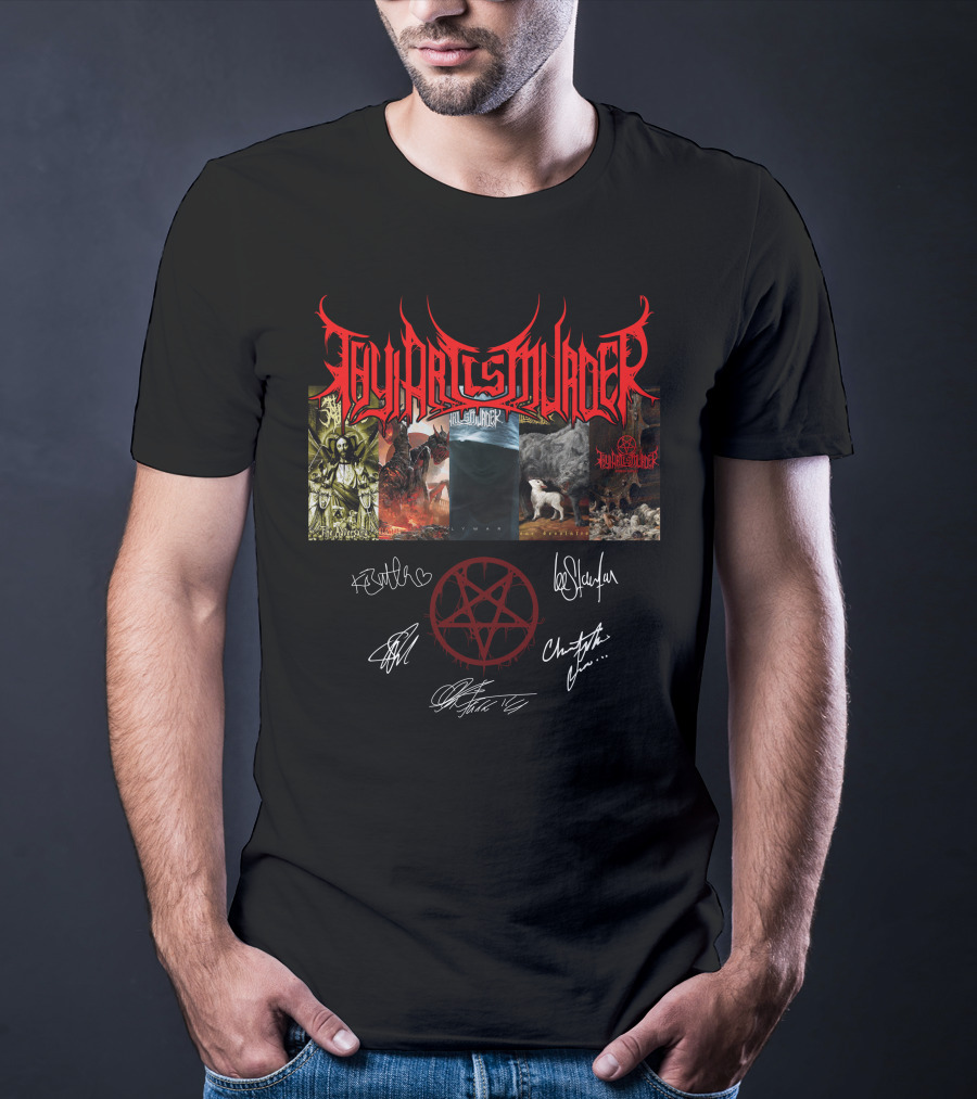 Thy Art Is Murder Autographed Band Artwork With Pentagram Symbol T-Shirt
