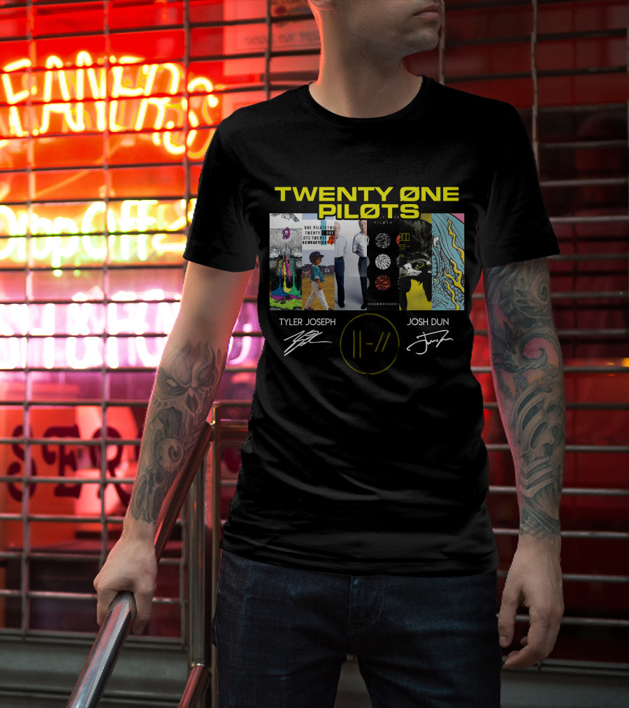 Twenty Øne Piløts Album Art And Signatures Tyler Joseph Josh Dun T-Shirt