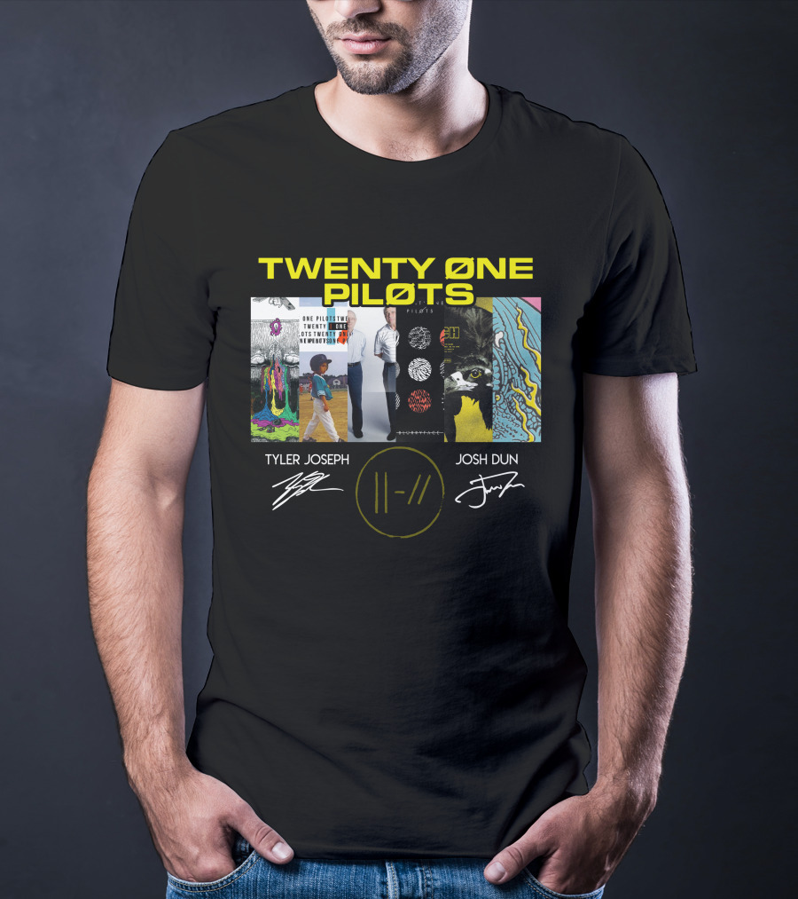 Twenty Øne Piløts Album Art And Signatures Tyler Joseph Josh Dun T-Shirt